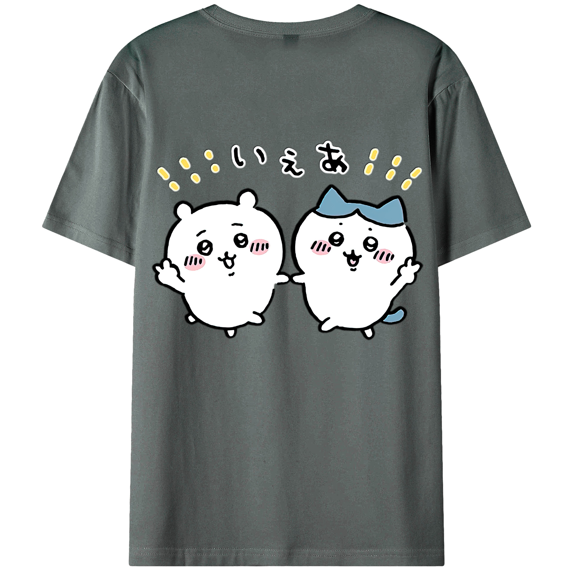 （画像用） ちいかわ ハチワレ Chii-kawa hachiware 綿100％ メンズ半袖Tシャツ（バックプリント） 通気性